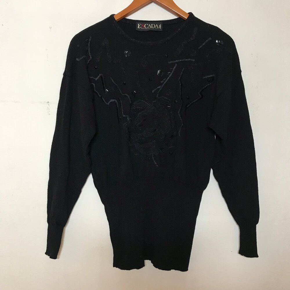 Escada Vintage Made in W. Germany Rare! 1980's Style Soft Wool Beaded Sweater